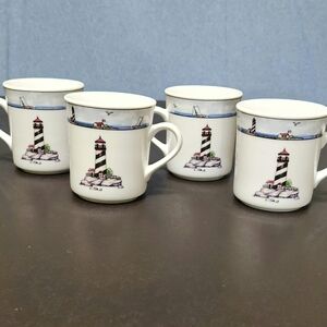 Totally Today lighthouse mugs. Set of 4
